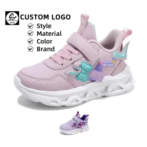 Cema Fashion Children Shoes for Girls Non-slip Casual Sports Lightweight Kids Sneakers Flats Students Running Shoes Purple Pink