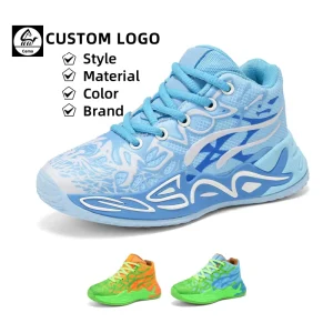 Cema Kids Basketball Shoes High Top Lace up Boots Sneakers Stretch Fabric Air Mesh Outdoor Breathable Sport Spring Fashion Shoes