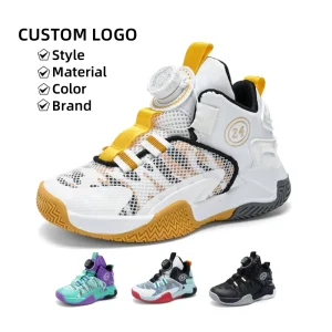 Cema OEM Brand High Top Boy’s Sneakers Air Mesh Mid Top Casual Shoes for Outdoor Sports and School Children’s Basketball Shoes