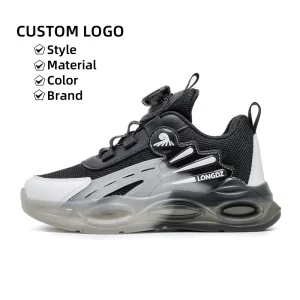 Cema OEM & ODM Children Breathable Sports Ankle Support Sneakers Cool Colored Children’s Air Cushioned Basketball Shoes