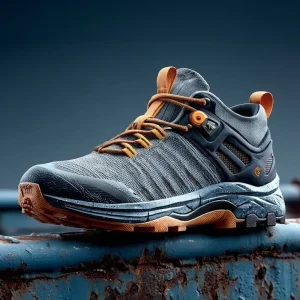 Charcoal Grey Safety Shoes Neon Orange Composite Toe Lightweight Sneakers Dual-density Anti-slip Outsole Quick