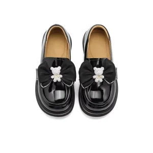 Chaussures Enfants Dress Shoes Beautiful Bow Black Glossy Leather for Kids Girls