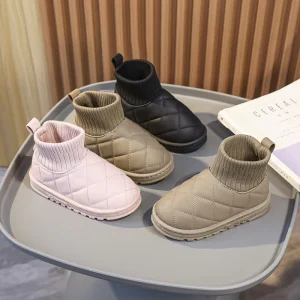 Chaussures Pour Enfants Winter Kids Shoes Soft Sole Leather Girl Dress Shoes Luxury Designer Boots Children Winter Boots
