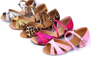 Cheapest Girls Latin Ballroom Dance Shoes Low Heels Salsa Shoes Princess Shoes for Kids