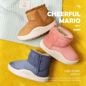 Cheerful Mario New Style Ankle Boots for Kids Children Winter Shoes Girls Baby Foot Wear Stock Warm Comfortable