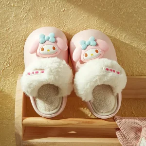 Cheerful Mario New Style Winter Unisex Warm Slippers Baby Girl Home Waterproof Animal Prints Parent Child Shoes
