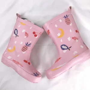 Cherry Pineapple Pattern Kids Rubber Rain Boots Children Rubber Wellington Boots Waterproof Child Cute Rubber Rain Boots