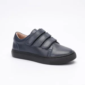 Child Footwear Sneakers Girls Boys Shoes Custom Logo Simply Style Navy Full Grain Leather Kid Shoes