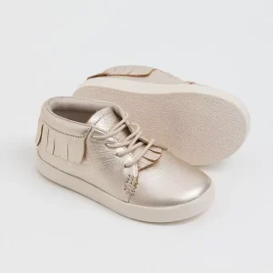 Child Silver Leather Tassel Waterproof Casual Shoes