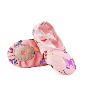 Children Ballet Shoes Butterfly Gold stamped Free Lace Cat Claw Shoes Elegant Chinese Dance Girls Ballerina Practice Dance Shoe