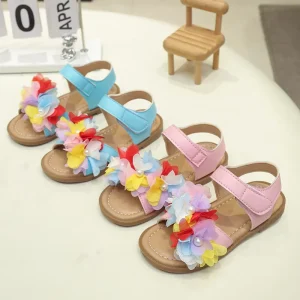 Children Beach Shoes Flowers Sweet Casual Girls Flat Sandals