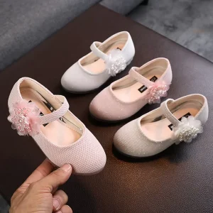 Children Birthday Party Fashion Dress Shoes Toddler Girls Beads Strap Kids Back to School Uniform Baby Wedding Shoes