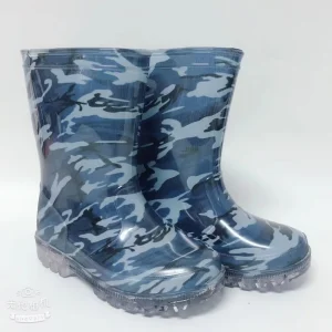 Children Boy Camo with Led Lamp Waterproof PVC Rain Boots
