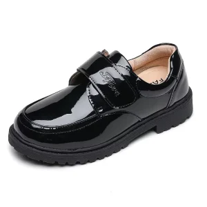 Children Boy Patent Shiny Leather Shoes Custom Design Kids Black Dress Shoes for Boy’s Party Wedding Student School Shoes