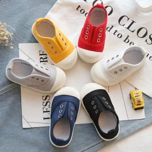 Children Boys Girls Canvas Sneakers Slip-On Lightweight Running Shoes Casual Walking Shoes M3686