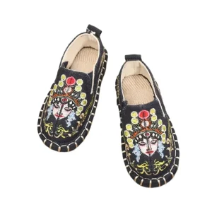 Children Boys Girls Hand Embroidered Mille layer Sole Cloth Shoes Kids Ethnic Style Slip on Embroidered Flat Loafers
