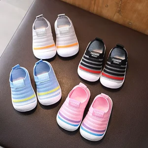 Children Breathable Woven Sock Shoes Newborn Baby First Walk Anti Slip Baby Girl Toddler Rubber Soled Casual Shoes