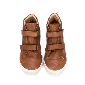Children Brown Leather Shoulder Strap Boots Casual Shoes