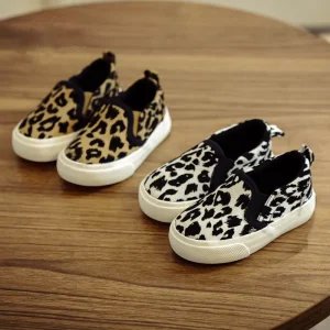 Children Canvas Shoes for Boys Girls Fashion Leopard Print Comfortable Casual Shoes for Kids Sneakers Student Flat Shoes