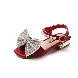 Children Casual Shoes Big Bow Knot Design With Pearl Kids Girls Sandals