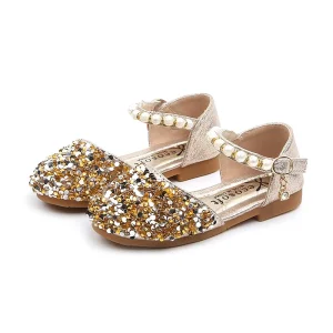 Children Casual Shoes Summer Girls Pearl Rhinestone Fashion Princess Sandals Soft Comfortable Kids Flats Dance Performance Shoes