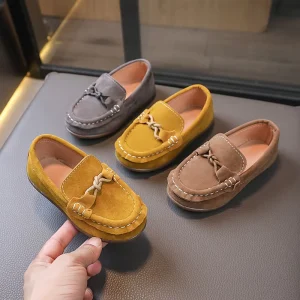 Children Casual Walking Shoes Toddler Little Kids Boys Slip on Loafers Comfortable Flats Round Toe Girls Pu Leather Shoes