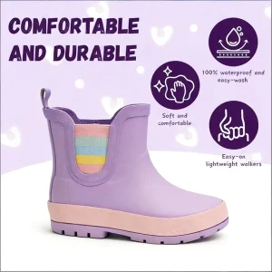 Children Chelsea Rubber Rain Boots Solid Color Waterproof Wear-resistant Rainbow Kids Rain Boots