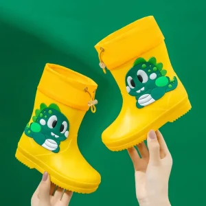 Children Cute Rain Shoes Waterproof Non Slip 2 6 Years Old Rain Boots Baby Rubber Shoes Dinosaur Cartoon Water Rainy Overshoes