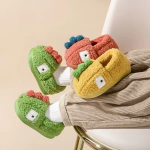 Children Dinosaur Warm Fur Slippers Cotton Shoes Baby Cartoon Cotton Slippers for Kids