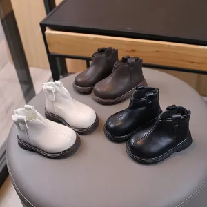 Children Fashion Autumn Winter Kids Leather Shoes Casual Girls Boots Anti-slip Kids Girls Boys Shoes