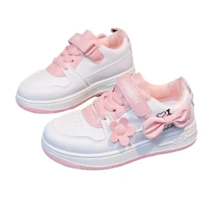 Children Footwear Kids Girl Leisure Outdoor Pink Casual Sneakers Shoes Baby Girl Skateboard Shoes With Bowknot