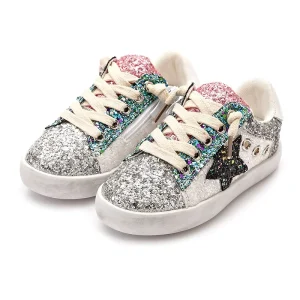 Children Girl Sequins Stars Zipper Out Door Casual Shoes Baby Kids Sneakers Boys