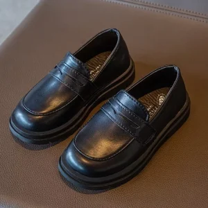 Children Girls Boys PU Leather Shoes Kids Black Brown Casual Slip On School Casual Shoes