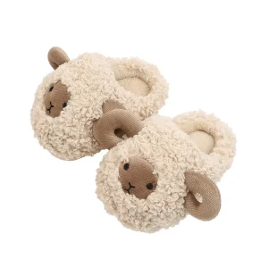 Children Indoor Plush Slipper Middle Kid Non slip Cute Sheep Shoes