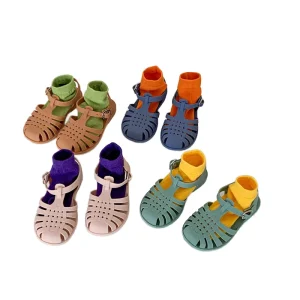 Children Jelly Sandals Beach Shoes Summer Boys and Girls Soft Candy Color PVC Summer Shoes Soft Toes for 13 Years Old Girl