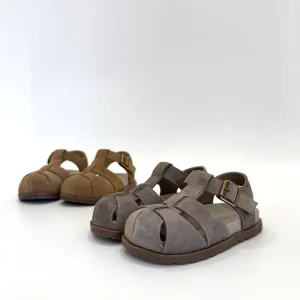 Children Kids Closed Toe Sandals Soft Microfiber Suede Non Slip First Walker Shoes Hook Loop Arch Support Breathable Lightweight