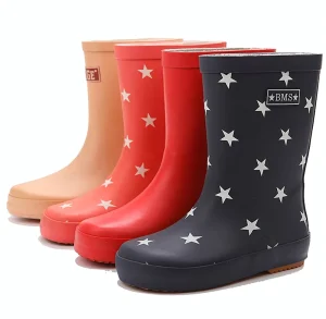 Children Kids Girl Boy Unisex Beautiful Colorful Star School Japan Soft Water Rubber Rain Boots for Cowboy