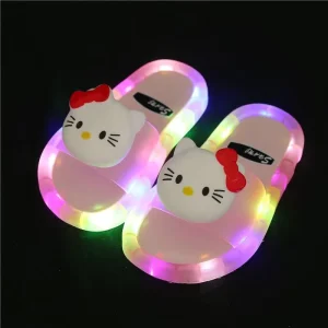 Children LED Light up Slippers Baby Bathroom Comfortable Slippers Girls Boys Lovely Cartoon Print Home Indoor Glowing Shoes