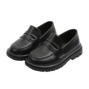 Children Leather Kids Back to School Shoes for Boys and Girls Black