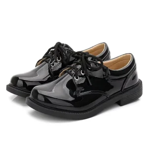 Children Leather Shoes Black Patent Leather School Stage Party Shoes