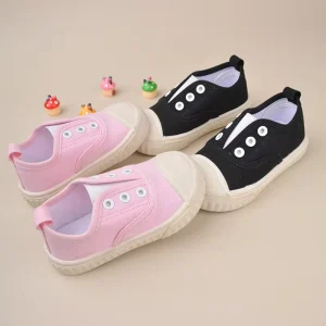 Children Leisure Shoes Toddlers Fashion Sneaker Kids Spring Autumn Breathable Low-top Black Pink Canvas
