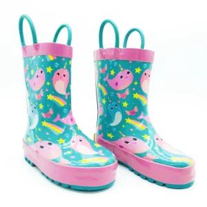 Children Light Weight Waterproof Dual handles Rubber Kids Wellington Toddler Rain Boots All Season