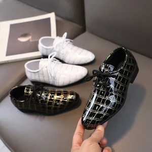 Children Loafers Glossy Simple Boys Shoes Pointed Toe Versatile Kids Performance Shoe for Party Wedding