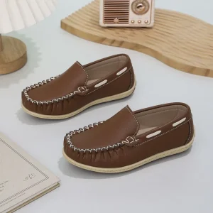 Children Moccasin Loafers Slip On Soft Sole Casual Flat Dress Shoes for Unisex Kids