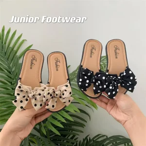 Children Outdoor Beach Dot Bow Kids Summer Sandal Non slip Soft Baby Slipper for Kids Baby Girls Slippers