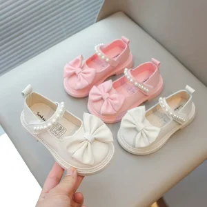 Children Outwear Spring Autumn Lovely Bow Pear Princess Dress Shoes for Girls