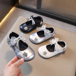 Children Outwear Spring Autumn Soft Sole Sweet Princess Flat Dress Shoes for Girls