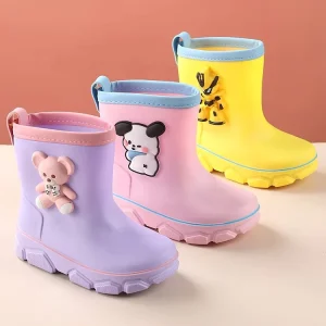 Children Rain Boots Cartoon Wear-resistant Anti Slip Waterproof Lightweight Removable Liner PVC Plastic Rain Boots for Kids