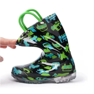 Children Rain Boots With Easy Handle Waterproof Kids Lightweight PVC Boots Footwear