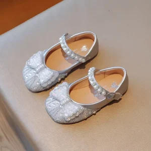 Children School Princess Shoes Fashion Rhinestone Toddlers Ballet Flats Casual Kids Leather Shoes